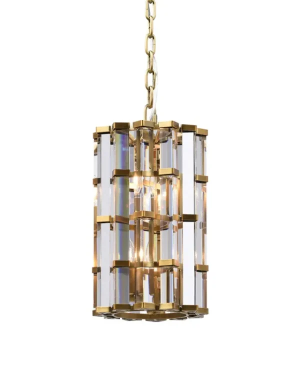 Nova Round Crystal Pendant, 9" in gold