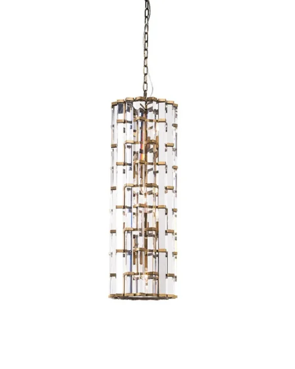 Nova Round Crystal Pendant, 12" in gold