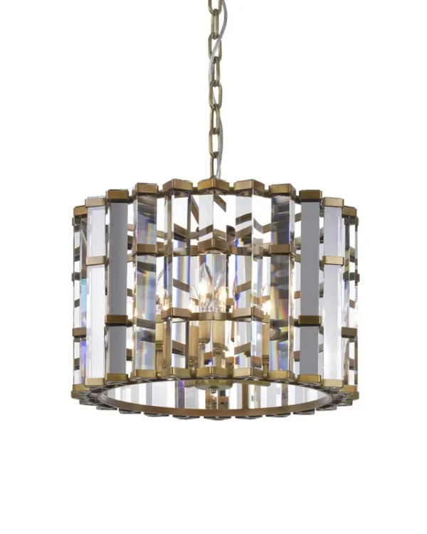 Nova Round Crystal Pendant, 17" in gold