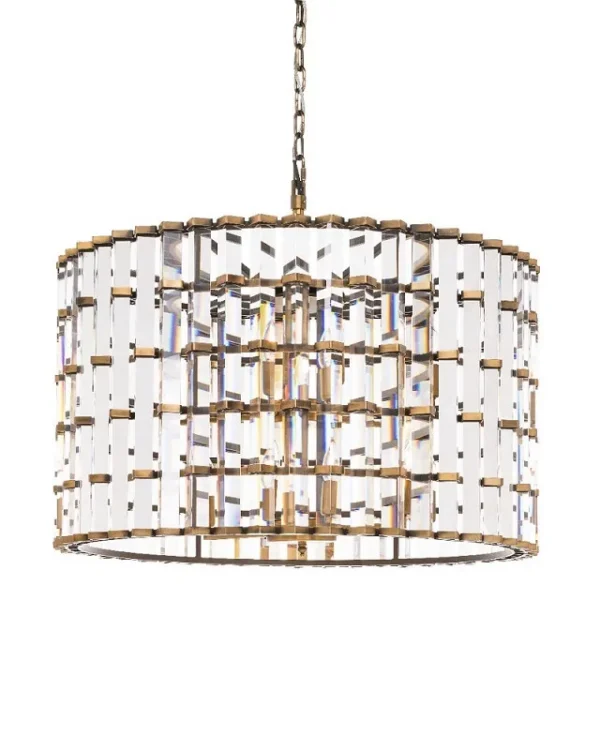 Nova Round Crystal Pendant, 32" in bronze