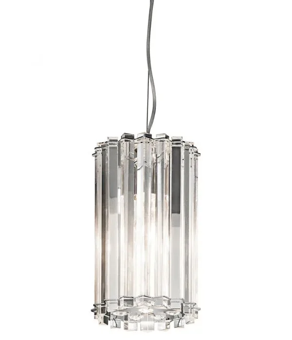Sphère Crystal Pendant, 7" in polished chrome