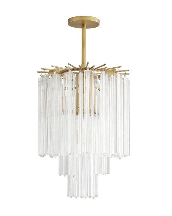 Stratus Round Glass Pendant, 14" in antique brass