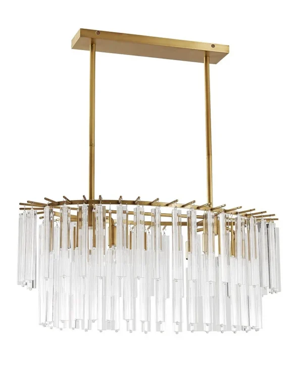 Stratus Oval Glass Pendant, 15" in antique brass