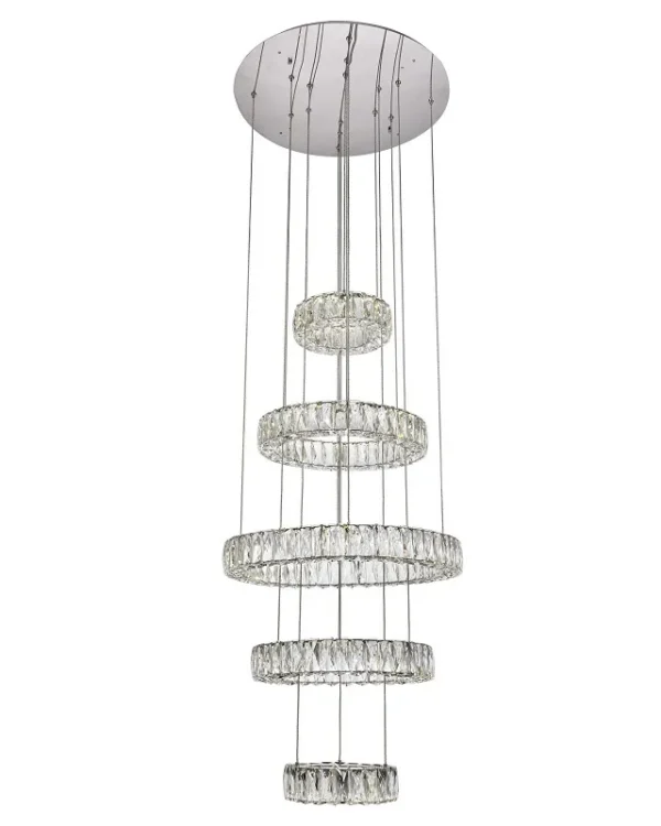 Vecteur Ring Crystal Pendant, 26" in polished chrome