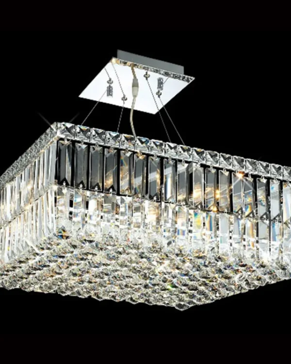 Verre Square Crystal Pendant, 20" in polished chrome