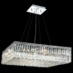 Verre Square Crystal Pendant, 28" in polished chrome