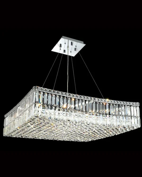 Verre Square Crystal Pendant, 31" in polished chrome