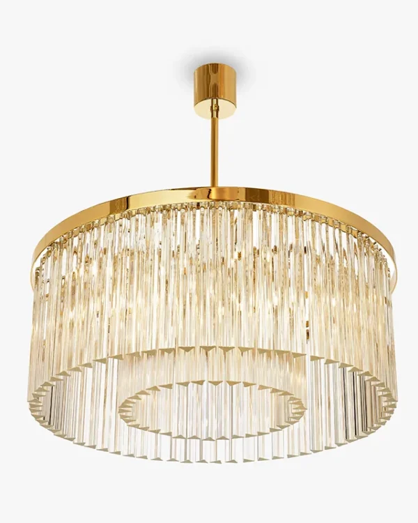 Anémone Drum Glass Pendant, 24" in gold