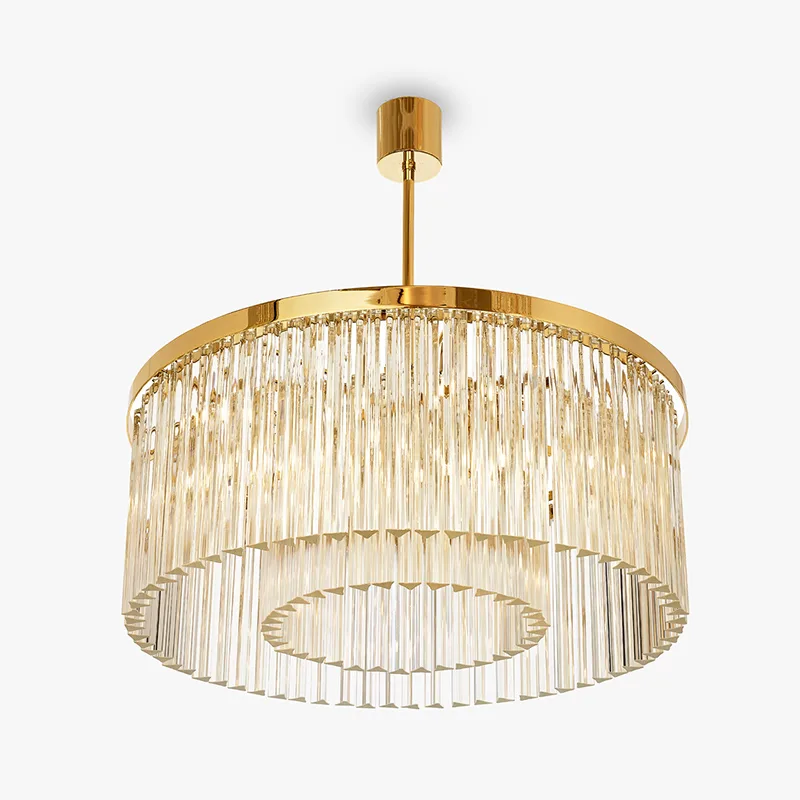 Anémone Drum Glass Pendant, 24" in gold