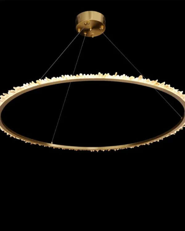 Ambre Quartz Pendant, 16" in brass