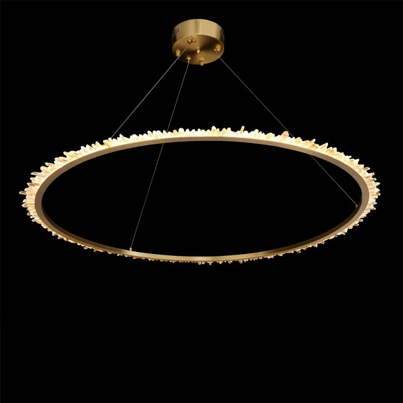Ambre Quartz Pendant, 16" in brass