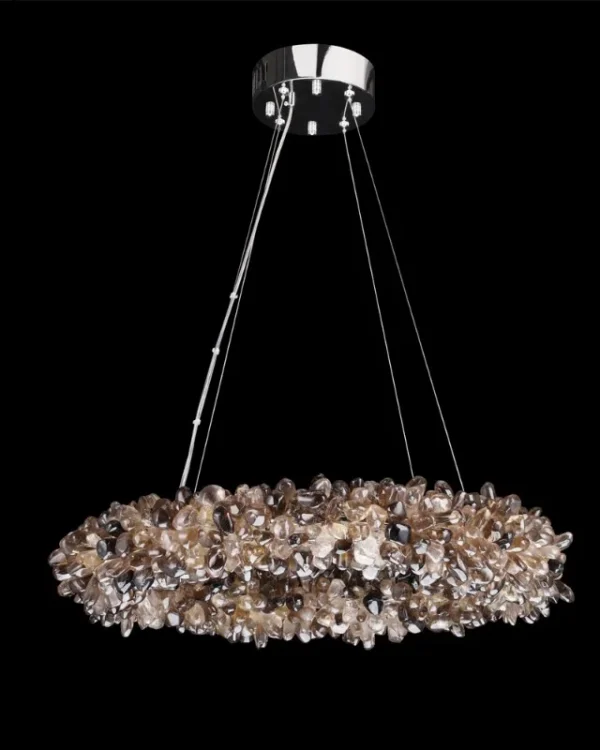 Améthyste Crystal Pendant, 14" in polished chrome