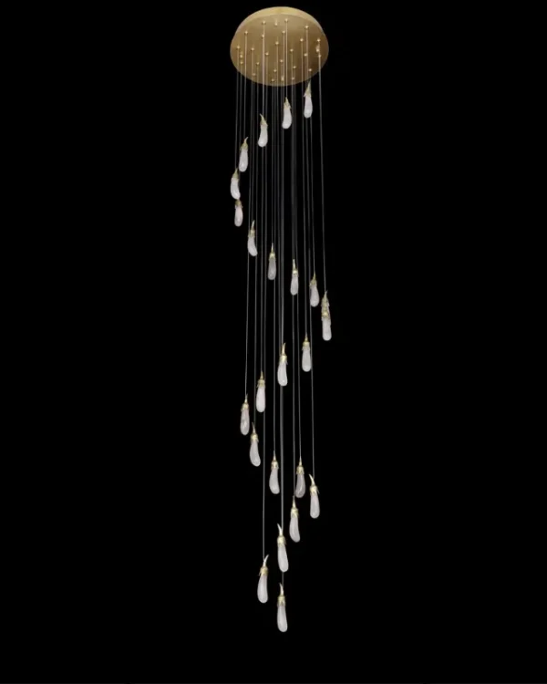 Améthyste Crystal Pendant, 19" in brass