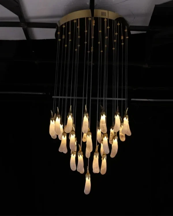 Améthyste Crystal Pendant, 22" in brass