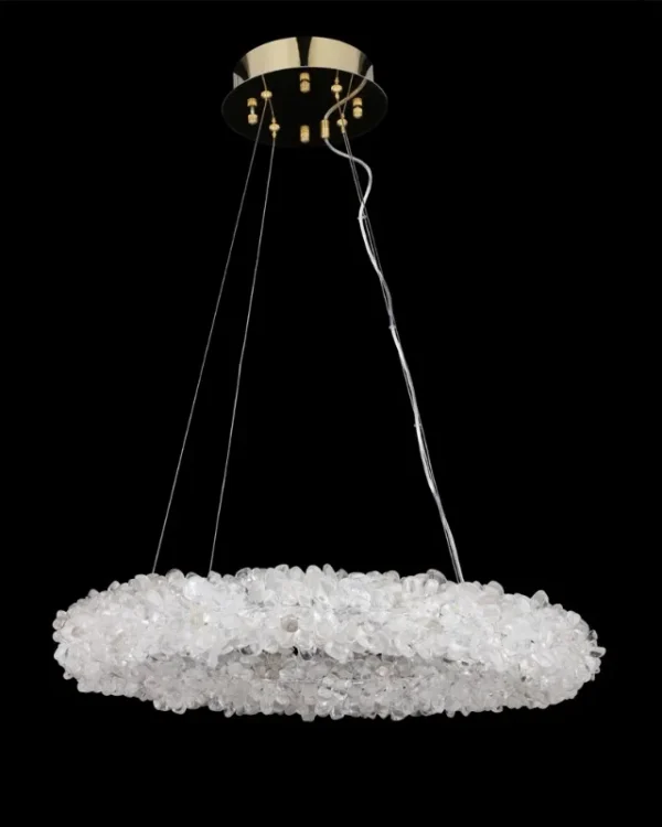 Cristal de Roche Crystal Pendant, 14" in polished chrome