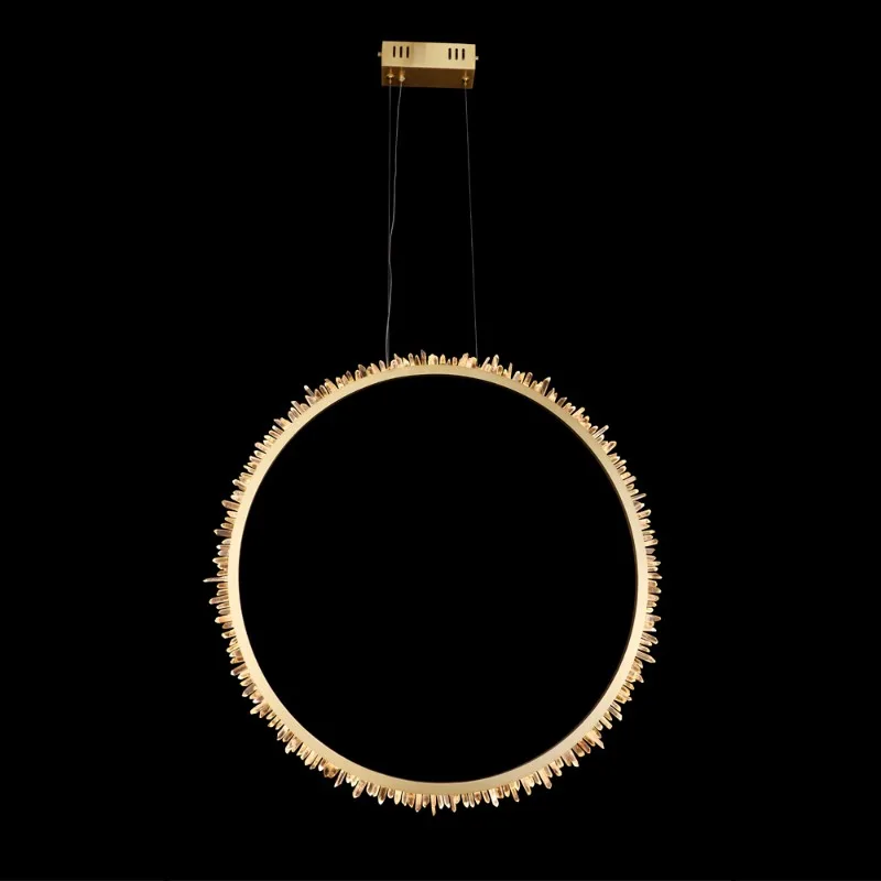 Grenat Ring Quartz Pendant, 16" in brass