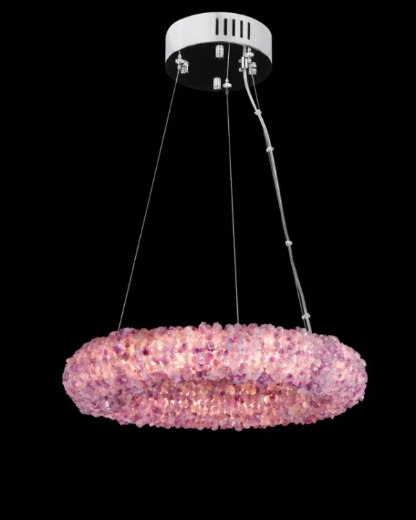 Géode Crystal Pendant, 13" in polished chrome