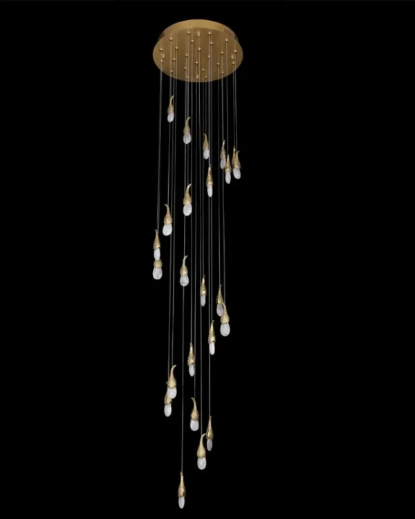 Géode Crystal Pendant, 19" in brass