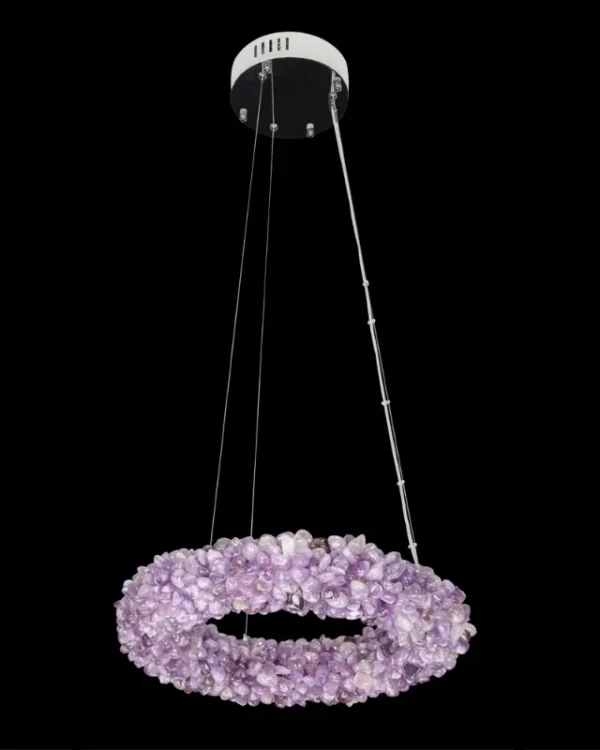Lapis Crystal Pendant, 14" in polished chrome