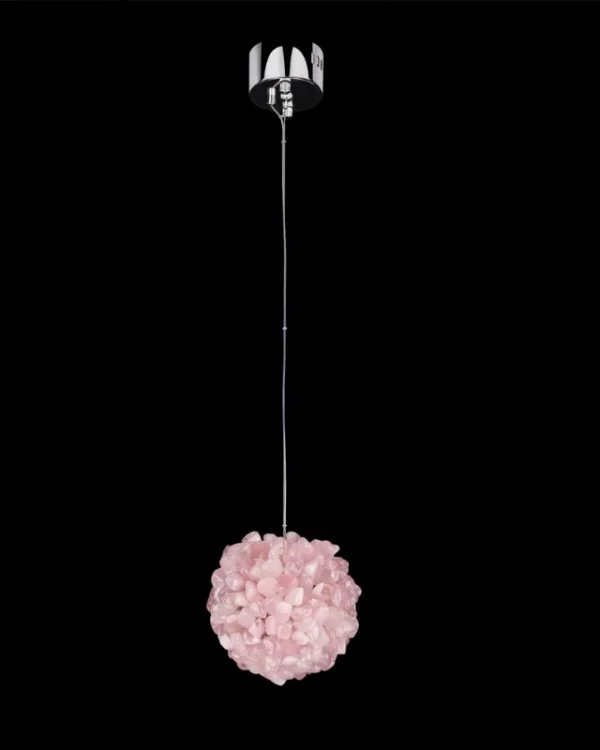 Obsidienne Crystal Pendant, 8" in polished chrome