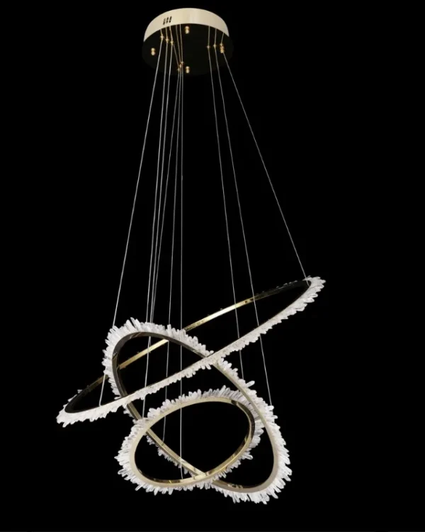 Péridot Three-Ring Quartz Pendant, 31" in brass