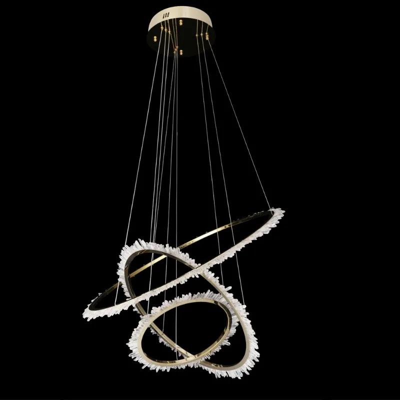 Péridot Three-Ring Quartz Pendant, 31" in brass