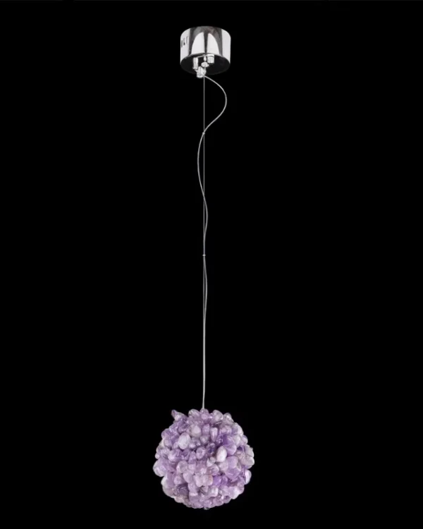 Quartz Crystal Pendant, 8" in polished chrome
