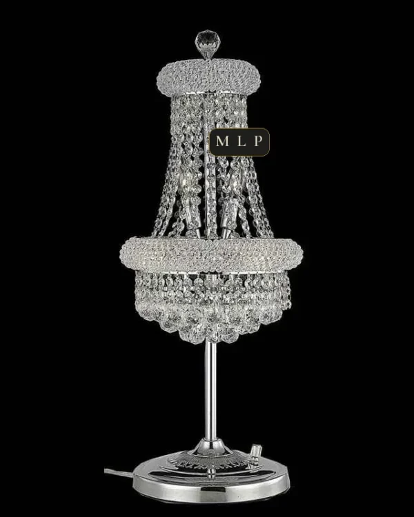 Larme Crystal Table Lamp, 26" in polished chrome