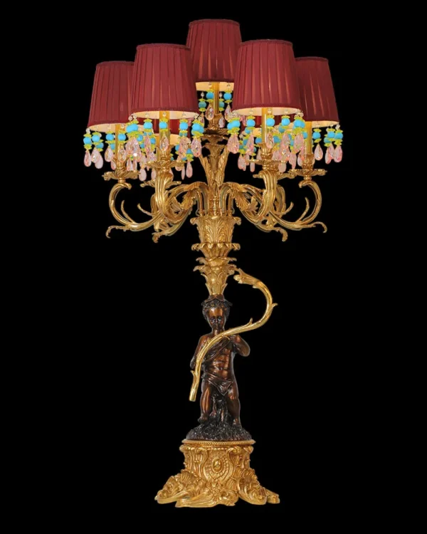 Neuilly Brass Table Lamp, 47" in antique brass