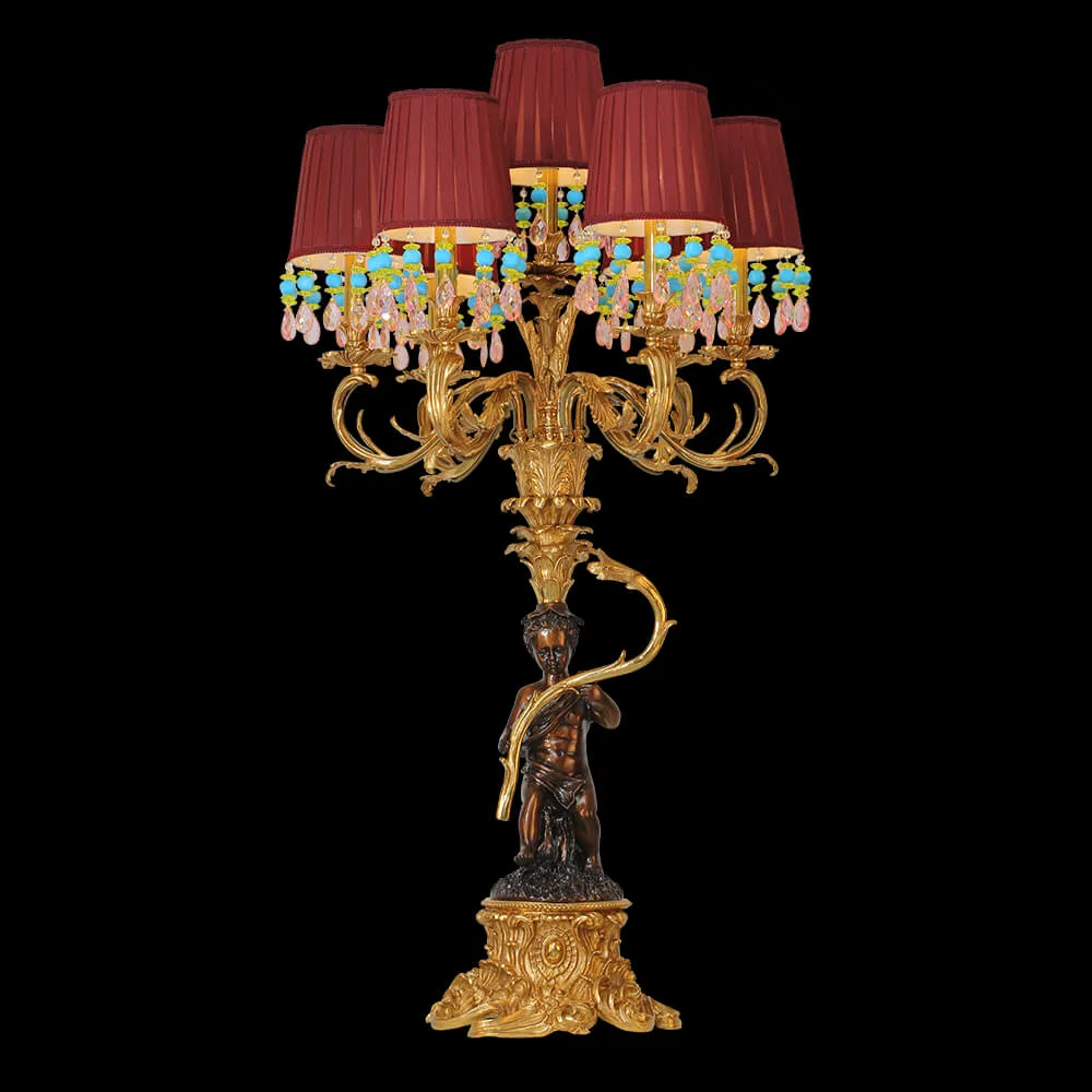 Neuilly Brass Table Lamp, 47" in antique brass