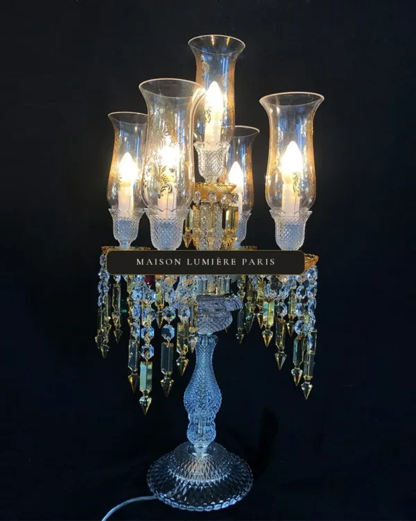 Faubourg Crystal Table Lamp, 33" in polished chrome