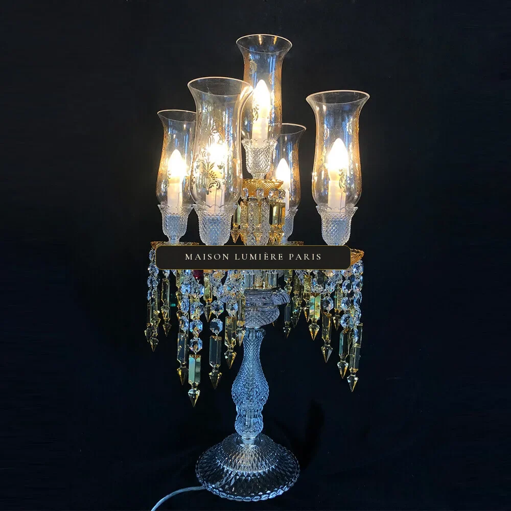 Faubourg Crystal Table Lamp, 33" in polished chrome