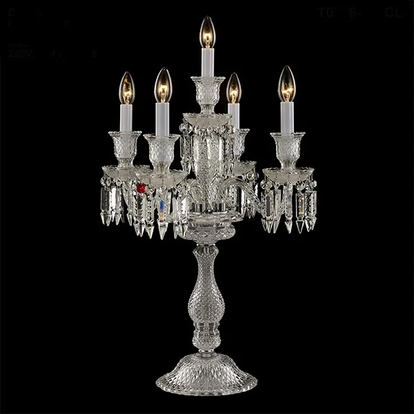 Meurice Crystal 5-Light Table Lamp II, 31" in Polished Chrome in polished chrome