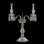Vosges Crystal 2-Light Table Lamp III, 28" in Polished Chrome in polished chrome