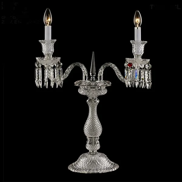 Vosges Crystal 2-Light Table Lamp III, 28" in Polished Chrome in polished chrome
