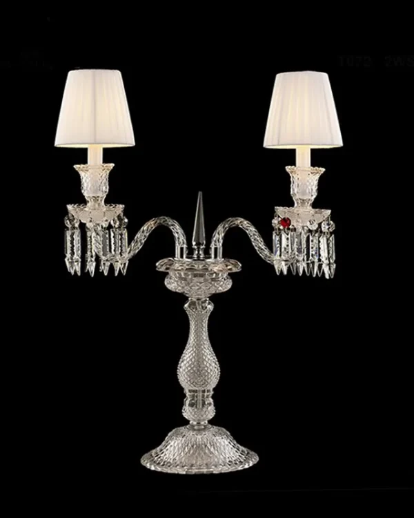 Vosges Crystal 2-Light Table Lamp II, 28" in Polished Chrome in polished chrome