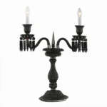 Vosges Crystal 2-Light Table Lamp IV, 28" in Polished Chrome in polished chrome
