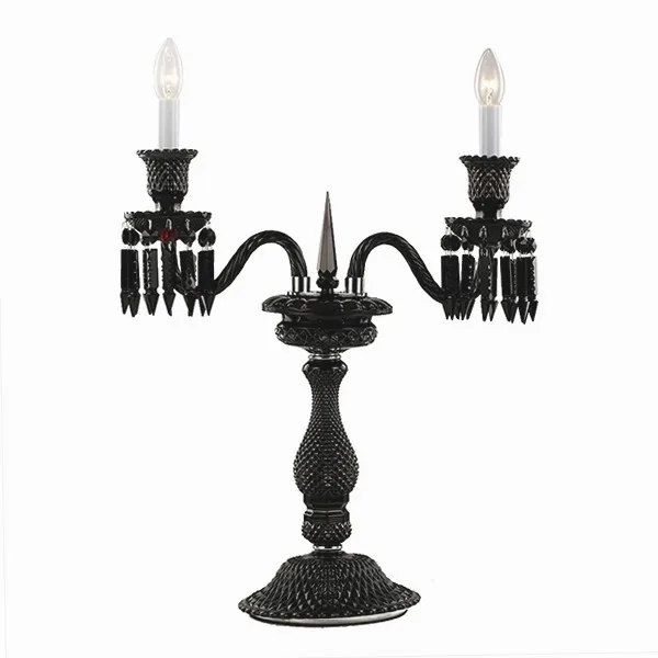 Vosges Crystal 2-Light Table Lamp IV, 28" in Polished Chrome in polished chrome
