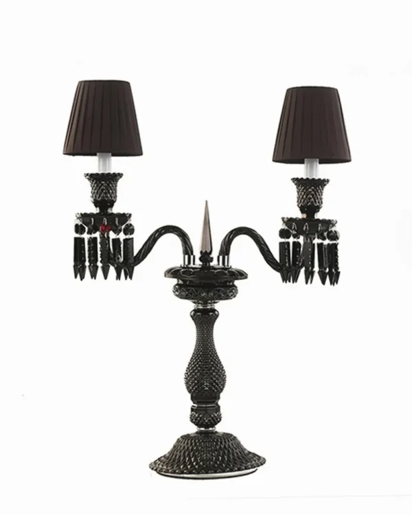 Vosges Crystal 2-Light Table Lamp, 28" in Polished Chrome in polished chrome