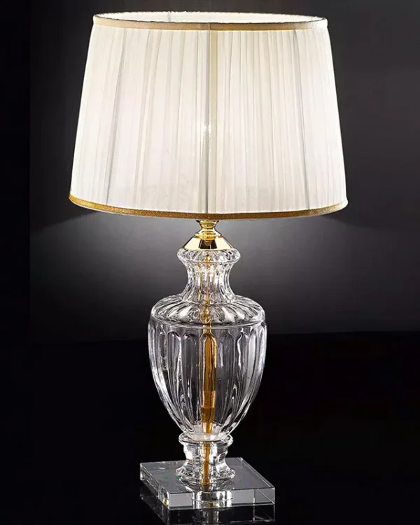 Côte Crystal Table Lamp, 26" in polished chrome