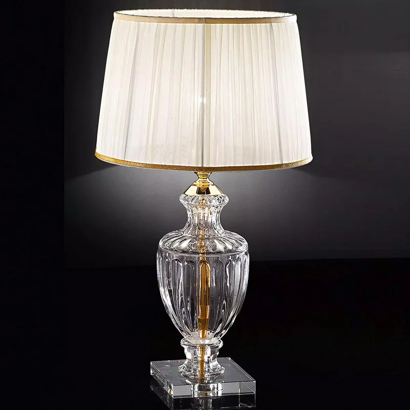 Côte Crystal Table Lamp, 26" in polished chrome