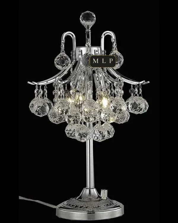 Larme Crystal Table Lamp, 19" in polished chrome