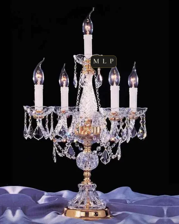 Larme Crystal Table Lamp, 24" in gold