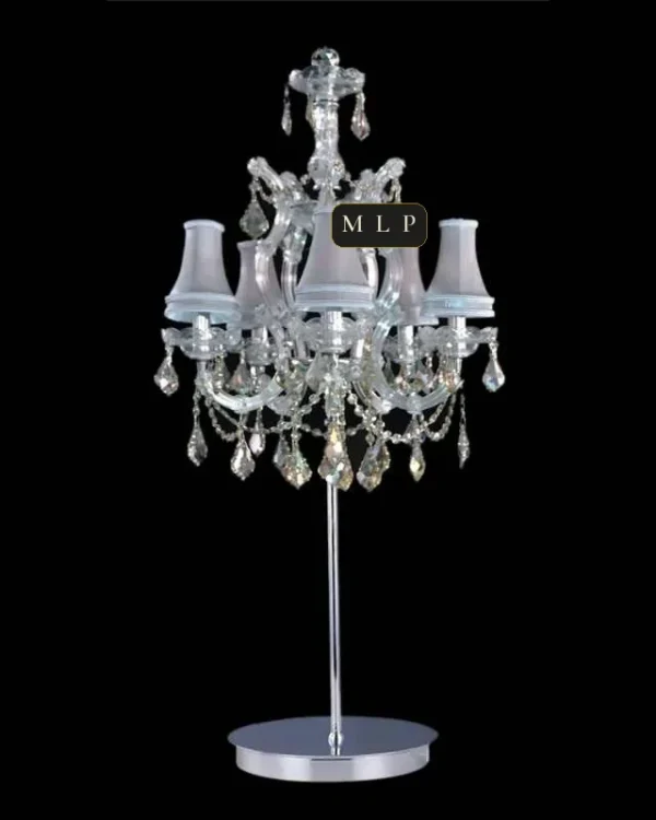 Larme Crystal Table Lamp, 30" in polished chrome