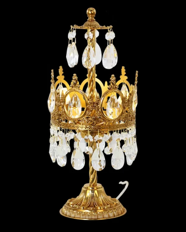 Neuilly Crystal Table Lamp, 17" in antique brass