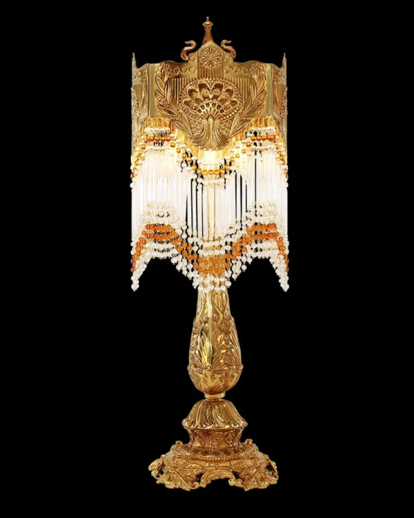 Neuilly Crystal Table Lamp, 28" in antique brass
