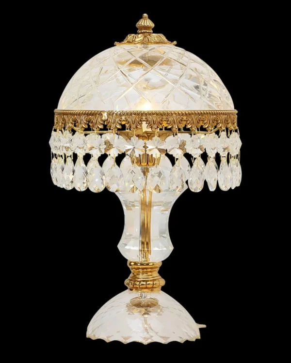 Neuilly Crystal 1-Light Table Lamp II, 18" in Antique Brass in antique brass