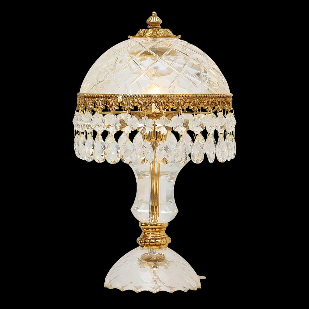 Neuilly Crystal 1-Light Table Lamp II, 18" in Antique Brass in antique brass