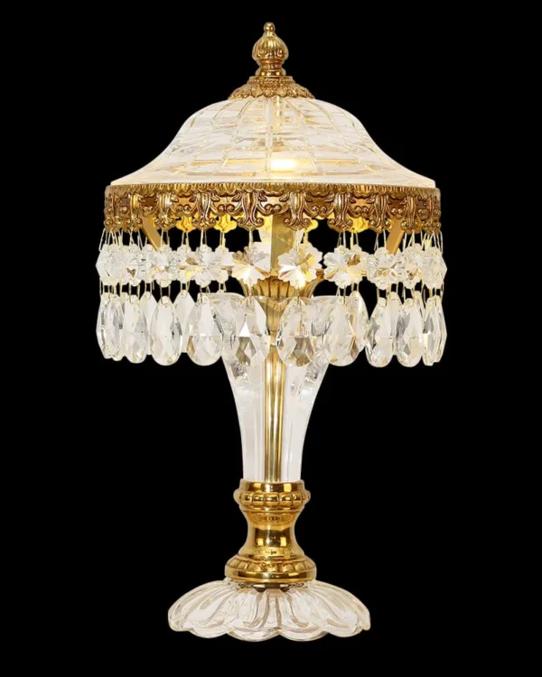 Neuilly Crystal 1-Light Table Lamp, 18" in Antique Brass in antique brass
