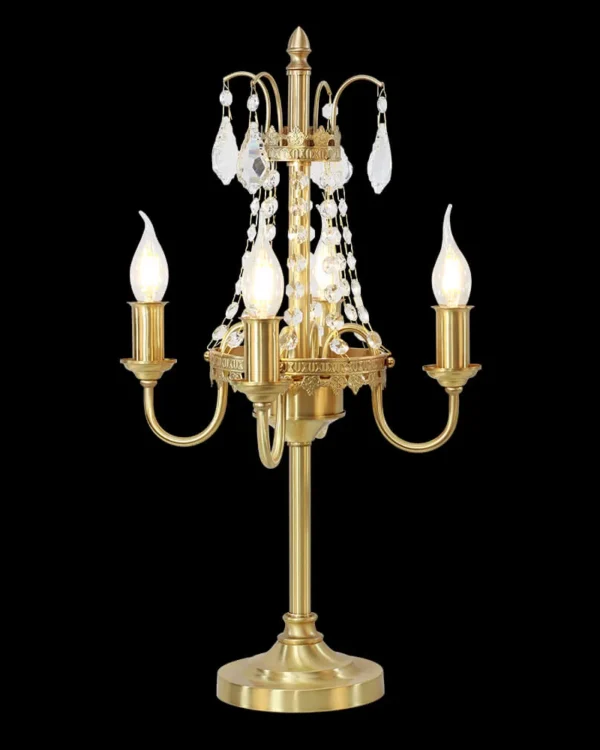 Neuilly Crystal Table Lamp, 24" in antique brass
